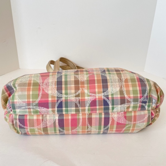 Coach Daisy Madras Plaid Glam Signature Tote Shoulder Bag - Picture 7 of 16